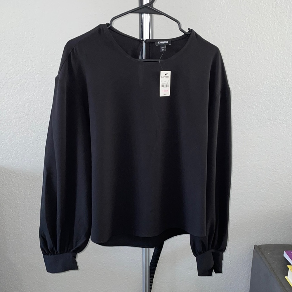 Express long sleeve blouse, black, size M